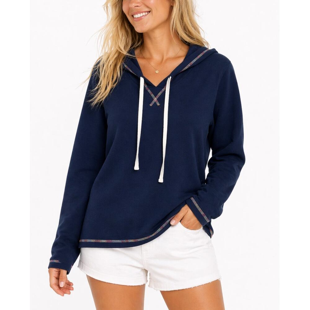 J. Crew Hoodie with Rainbow Stitching Navy Blue BL260 Size S